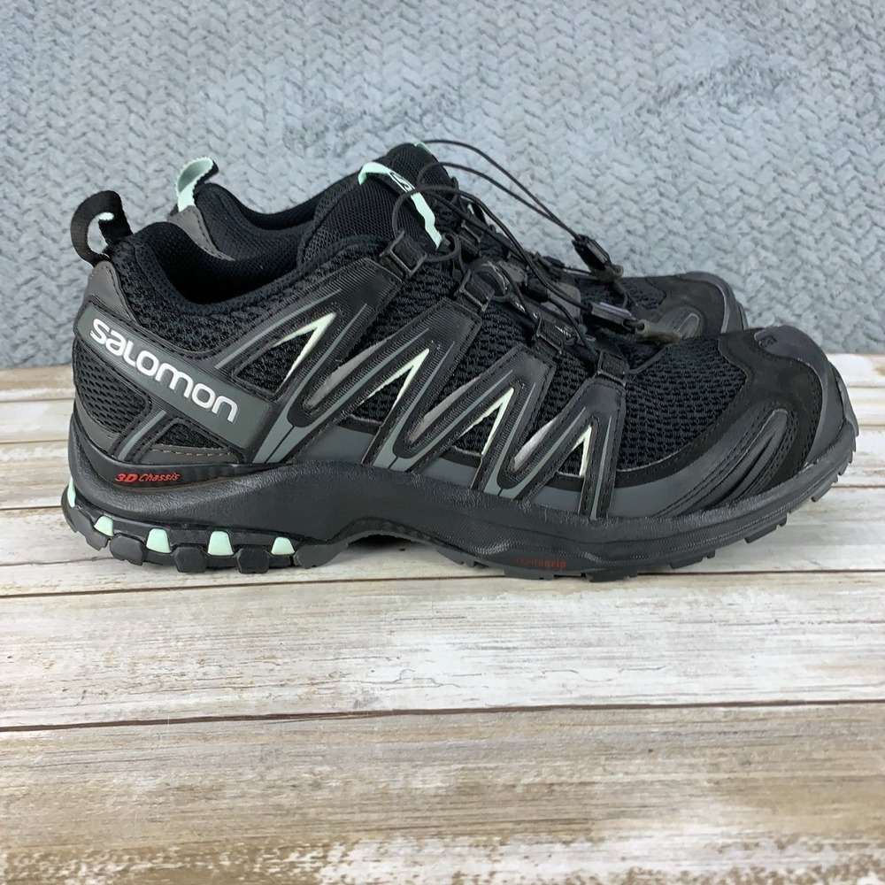 Salomon XA Pro 3D Black Trail Running Shoes Cinch Lace Contagrip Womens SZ 10.5